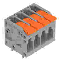 PCB terminal block; Push-in CAGE CLAMP with operating lever; AWG 24 - 12; Pin spacing 5 mm; 4-pole; side entry; gray