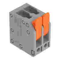 PCB terminal block; Push-in CAGE CLAMP with operating lever; AWG 24 - 12; Pin spacing 5 mm; 2-pole; top entry; gray