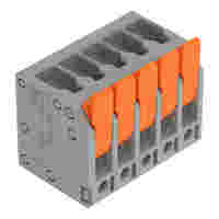 PCB terminal block; Push-in CAGE CLAMP with operating lever; AWG 24 - 12; Pin spacing 5 mm; 5-pole; top entry; gray