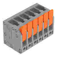 PCB terminal block; Push-in CAGE CLAMP with operating lever; AWG 24 - 12; Pin spacing 5 mm; 6-pole; top entry; gray