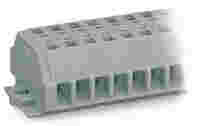 WAGO 2-conductor terminal strip; without push-buttons; with fixing flanges; 2-pole; for screw or similar mounting types; Fixing hole 3.2 mm Ø; 2.5 mm²; CAGE CLAMP®; gray