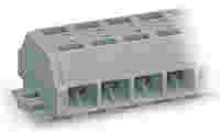 WAGO 4-conductor terminal strip; without push-buttons; with fixing flanges; 7-pole; for screw or similar mounting types; Fixing hole 3.2 mm Ø; 2.5 mm²; CAGE CLAMP®; gray