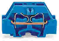 WAGO 2-conductor terminal block; without push-buttons; suitable for Ex i applications; with fixing flange; 1-pole; for screw or similar mounting types; Fixing hole 3.2 mm Ø; 2.5 mm²; CAGE CLAMP®; 2,50 mm²; blue