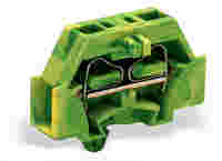 WAGO 2-conductor terminal block; without push-buttons; with snap-in mounting foot; 1-pole; for plate thickness 0.6 - 1.2 mm; Fixing hole 3.5 mm Ø; 2.5 mm²; CAGE CLAMP®; 2,50 mm²; green-yellow