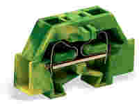 WAGO Space-saving, 2-conductor end terminal block; without push-buttons; without protruding snap-in mounting foot; 1-pole; for terminal strips with snap-in mounting feet; 2.5 mm²; CAGE CLAMP®; 2,50 mm²; green-yellow