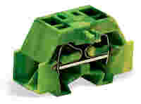 WAGO 4-conductor terminal block; without push-buttons; with fixing flange; 1-pole; for screw or similar mounting types; Fixing hole 3.2 mm Ø; 2.5 mm²; CAGE CLAMP®; 2,50 mm²; green-yellow