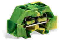 WAGO Space-saving, 4-conductor end terminal block; without push-buttons; without protruding snap-in mounting foot; 1-pole; for terminal strips with snap-in mounting feet; 2.5 mm²; CAGE CLAMP®; 2,50 mm²; green-yellow