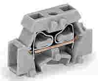 WAGO 2-conductor terminal block; without push-buttons; with fixing flange; 1-pole; for screw or similar mounting types; Fixing hole 3.2 mm Ø; 2.5 mm²; CAGE CLAMP®; 2,50 mm²; gray