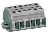 WAGO 2-conductor terminal strip; without push-buttons; with fixing flanges; 6-pole; for screw or similar mounting types; Fixing hole 3.2 mm Ø; 2.5 mm²; CAGE CLAMP®; gray