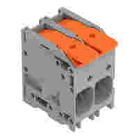 PCB terminal block; Push-in CAGE CLAMP with operating lever; AWG 18 - 4; Pin spacing 10 mm; double pinning; 2-pole; side entry; gray