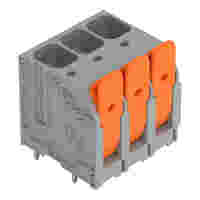 PCB terminal block; Push-in CAGE CLAMP with operating lever; AWG 18 - 4; Pin spacing 10 mm; double pinning; 3-pole; top entry; gray