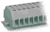 2-conductor terminal strip; without push-buttons; with snap-in mounting feet; 3-pole; for plate thickness 0.6 - 1.2 mm; Fixing hole 3.5 mm Ø; 4 mm²; CAGE CLAMP®; 4,00 mm²; gray
