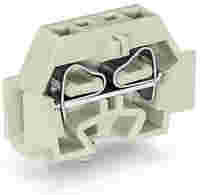 2-conductor terminal block; without push-buttons; suitable for Ex e II applications; with snap-in mounting foot; 1-pole; for plate thickness 0.6 - 1.2 mm; Fixing hole 3.5 mm Ø; 4 mm²; CAGE CLAMP®; light gray