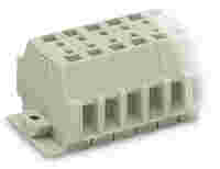 2-conductor terminal strip; without push-buttons; suitable for Ex e II applications; with snap-in mounting feet; 9-pole; for plate thickness 0.6 - 1.2 mm; Fixing hole 3.5 mm Ø; 4 mm²; CAGE CLAMP®; 4,00 mm²; light gray