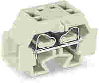 4-conductor terminal block; without push-buttons; suitable for Ex e II applications; with snap-in mounting foot; 1-pole; for plate thickness 0.6 - 1.2 mm; Fixing hole 3.5 mm Ø; 4 mm²; CAGE CLAMP®; 4,00 mm²; light gray