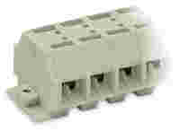 4-conductor terminal strip; without push-buttons; suitable for Ex e II applications; with snap-in mounting feet; 3-pole; for plate thickness 0.6 - 1.2 mm; Fixing hole 3.5 mm Ø; 4 mm²; CAGE CLAMP®; 4,00 mm²; light gray