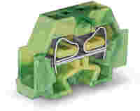2-conductor terminal block; without push-buttons; with fixing flange; 1-pole; for screw or similar mounting types; Fixing hole 3.2 mm Ø; 4 mm²; CAGE CLAMP®; 4,00 mm²; green-yellow