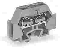 2-conductor terminal block; without push-buttons; with snap-in mounting foot; 1-pole; for plate thickness 0.6 - 1.2 mm; Fixing hole 3.5 mm Ø; 4 mm²; CAGE CLAMP®; 4,00 mm²; gray