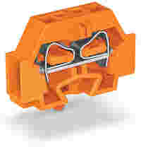 2-conductor terminal block; without push-buttons; with snap-in mounting foot; 1-pole; for plate thickness 0.6 - 1.2 mm; Fixing hole 3.5 mm Ø; 4 mm²; CAGE CLAMP®; 4,00 mm²; orange
