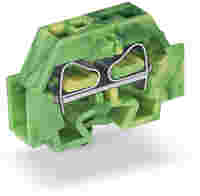2-conductor terminal block; without push-buttons; with snap-in mounting foot; 1-pole; for plate thickness 0.6 - 1.2 mm; Fixing hole 3.5 mm Ø; 4 mm²; CAGE CLAMP®; 4,00 mm²; green-yellow