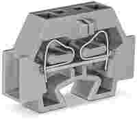 Space-saving, 2-conductor end terminal block; without push-buttons; without protruding snap-in mounting foot; 1-pole; for terminal strips with snap-in mounting feet; 4 mm²; CAGE CLAMP®; 4,00 mm²; gray