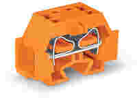 4-conductor terminal block; without push-buttons; with fixing flange; 1-pole; for screw or similar mounting types; Fixing hole 3.2 mm Ø; 4 mm²; CAGE CLAMP®; 4,00 mm²; orange