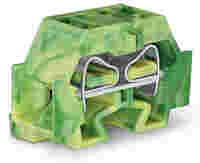 4-conductor terminal block; without push-buttons; with fixing flange; 1-pole; for screw or similar mounting types; Fixing hole 3.2 mm Ø; 4 mm²; CAGE CLAMP®; 4,00 mm²; green-yellow