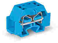 4-conductor terminal block; without push-buttons; suitable for Ex i applications; with snap-in mounting foot; 1-pole; for plate thickness 0.6 - 1.2 mm; Fixing hole 3.5 mm Ø; 4 mm²; CAGE CLAMP®; 4,00 mm²; blue
