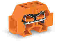 4-conductor terminal block; without push-buttons; with snap-in mounting foot; 1-pole; for plate thickness 0.6 - 1.2 mm; Fixing hole 3.5 mm Ø; 4 mm²; CAGE CLAMP®; 4,00 mm²; orange