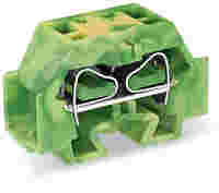 4-conductor terminal block; without push-buttons; with snap-in mounting foot; 1-pole; for plate thickness 0.6 - 1.2 mm; Fixing hole 3.5 mm Ø; 4 mm²; CAGE CLAMP®; 4,00 mm²; green-yellow