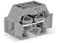 Space-saving, 4-conductor end terminal block; without push-buttons; without protruding snap-in mounting foot; 1-pole; for terminal strips with snap-in mounting feet; 4 mm²; CAGE CLAMP®; 4,00 mm²; gray