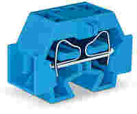 Space-saving, 4-conductor end terminal block; without push-buttons; suitable for Ex i applications; without protruding snap-in mounting foot; 1-pole; for terminal strips with snap-in mounting feet; 4 mm²; CAGE CLAMP®; 4,00 mm²; blue