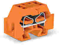Space-saving, 4-conductor end terminal block; without push-buttons; without protruding snap-in mounting foot; 1-pole; for terminal strips with snap-in mounting feet; 4 mm²; CAGE CLAMP®; 4,00 mm²; orange