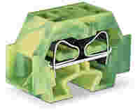4-conductor terminal block; without push-buttons; with snap-in mounting foot; 1-pole; for plate thickness 0.6 - 1.2 mm; Fixing hole 3.5 mm Ø; 4 mm²; CAGE CLAMP®; 4,00 mm²; green-yellow