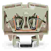 WAGO 2-conductor miniature through terminal block; 2.5 mm²; with test option; suitable for Ex e II applications; center marking; for DIN-15 rail; CAGE CLAMP®; 2,50 mm²; light gray