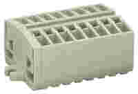 WAGO 2-conductor terminal strip; without push-buttons; suitable for Ex e II applications; with fixing flanges; 8-pole; for screw or similar mounting types; Fixing hole 3.2 mm Ø; 2.5 mm²; CAGE CLAMP®; 2,50 mm²; light gray