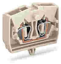 WAGO 2-conductor terminal block; without push-buttons; suitable for Ex e II applications; with snap-in mounting foot; 1-pole; for plate thickness 0.6 - 1.2 mm; Fixing hole 3.5 mm Ø; 2.5 mm²; CAGE CLAMP®; 2,50 mm²; light gray