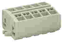 WAGO 4-conductor terminal strip; without push-buttons; suitable for Ex e II applications; with fixing flanges; 5-pole; for screw or similar mounting types; Fixing hole 3.2 mm Ø; 2.5 mm²; CAGE CLAMP®; 2,50 mm²; light gray