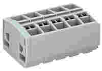 4-conductor terminal strip; without push-buttons; with snap-in mounting feet; 5-pole; for plate thickness 0.6 - 1.2 mm; Fixing hole 3.5 mm Ø; 2.5 mm²; CAGE CLAMP®; gray