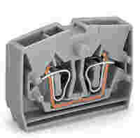 2-conductor end terminal block; without push-buttons; with fixing flange; 1-pole; for screw or similar mounting types; Fixing hole 3.2 mm Ø; 2.5 mm²; CAGE CLAMP®; orange