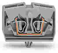 2-conductor terminal block; without push-buttons; with snap-in mounting foot; 1-pole; for plate thickness 0.6 - 1.2 mm; Fixing hole 3.5 mm Ø; 2.5 mm²; CAGE CLAMP®; gray
