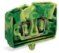2-conductor terminal block; without push-buttons; with snap-in mounting foot; 1-pole; for plate thickness 0.6 - 1.2 mm; Fixing hole 3.5 mm Ø; 2.5 mm²; CAGE CLAMP®; green-yellow