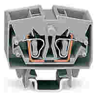 WAGO 4-conductor miniature through terminal block; 2.5 mm²; with test option; center marking; for DIN-15 rail; CAGE CLAMP®; 2,50 mm²; gray