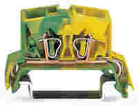 4-conductor Mini rail-mount terminal block; 2.5 mm²; center marking; for DIN-rail 35 x 15 and 35 x 7.5; CAGE CLAMP®; 2,50 mm²; green-yellow