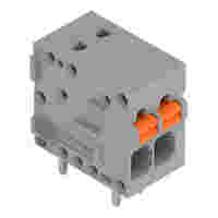 PCB terminal block; push-button; 1.5 mm²; Pin spacing 3.5 mm; 2-pole; Push-in CAGE CLAMP®; 1,50 mm²; gray
