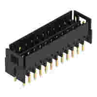 THT male header, 2-row; 0.64 x 0.64 mm solder pin; straight 90°; 100% protected against mismating; Gold-plated contacts; Pin spacing 2.54 mm; 2 x 12-pole; black