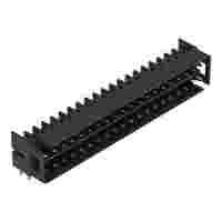 THT male header, 2-row; 0.64 x 0.64 mm solder pin; angled 0°; 100% protected against mismating; Gold-plated contacts; Pin spacing 2.54 mm; 2 x 20-pole; black