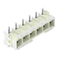 THT male header; 1.0 x 1.0 mm solder pin; angled 180°; 100% protected against mismating; Pin spacing 7.5 mm; 6-pole; light gray