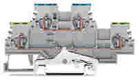 WAGO Double-deck terminal block; Ground conductor/through terminal block; 1.5 mm²; PE/L; without marker carrier; for DIN-rail 35 x 15 and 35 x 7.5; CAGE CLAMP®; 1,50 mm²; gray