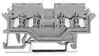 4-conductor through terminal block; 1.5 mm²; lateral marker slots; for DIN-rail 35 x 15 and 35 x 7.5; CAGE CLAMP®; 1,50 mm²; gray